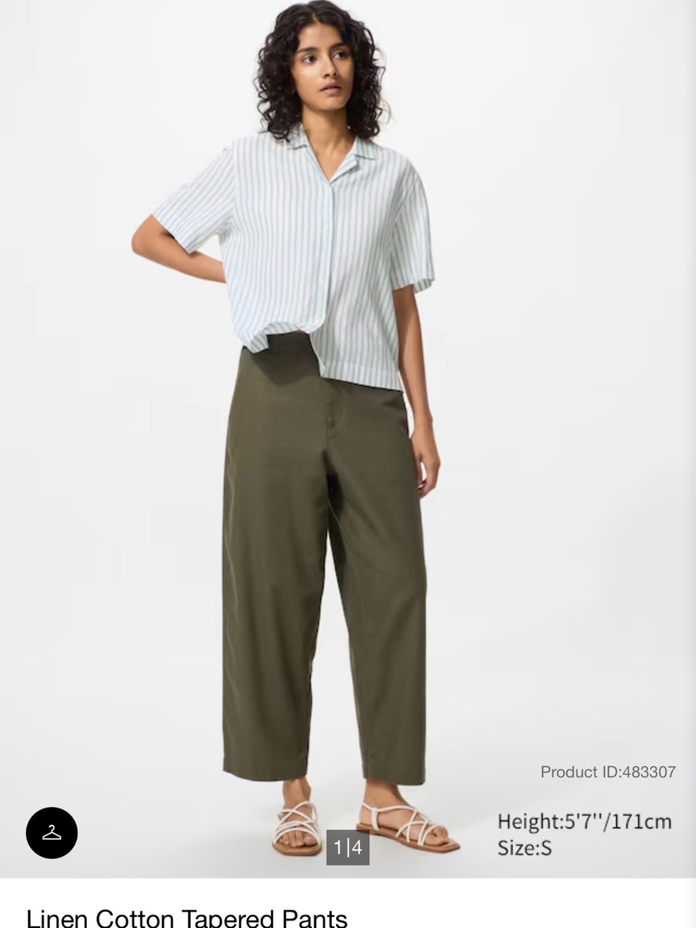 UNIQLO Linen Cotton Tapered Pants - Olive